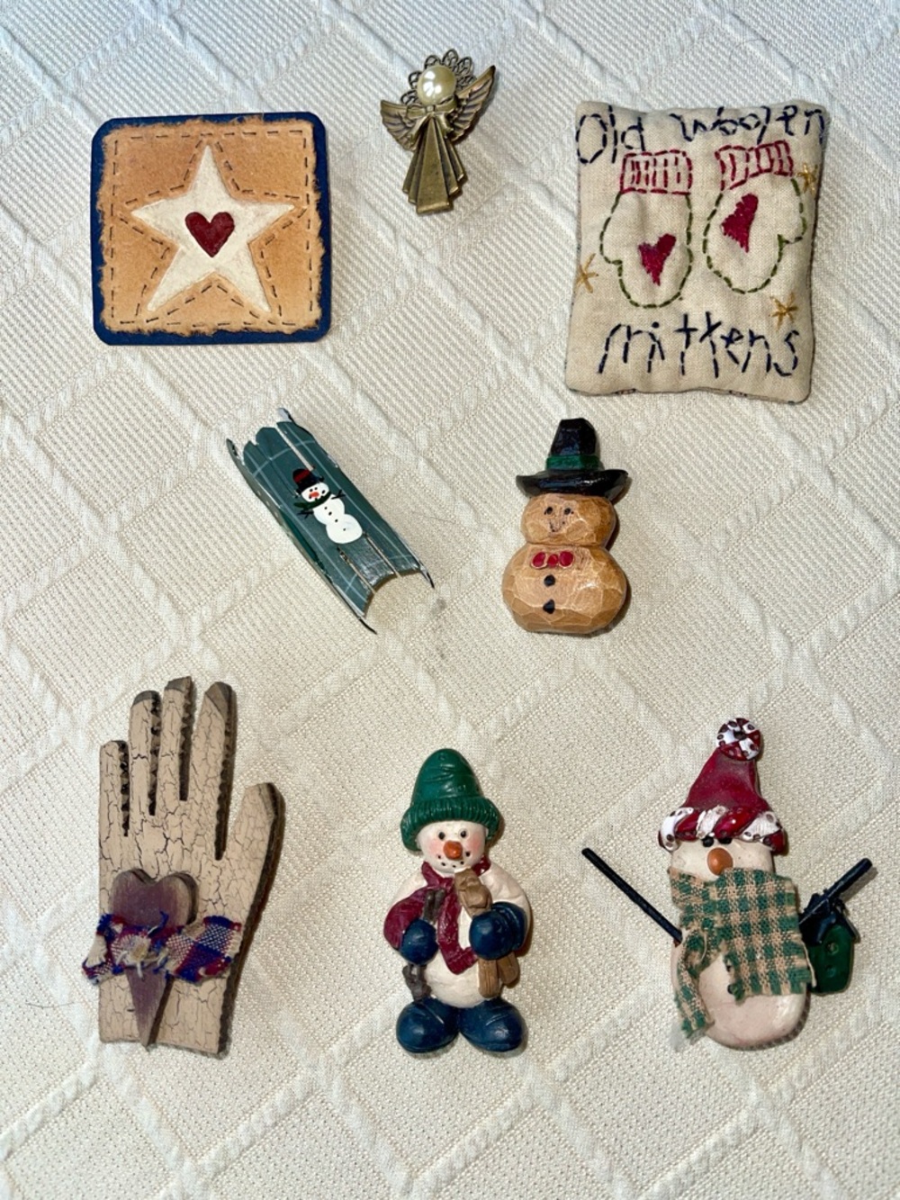Lot of Snowman & Rustic Winter Brooches